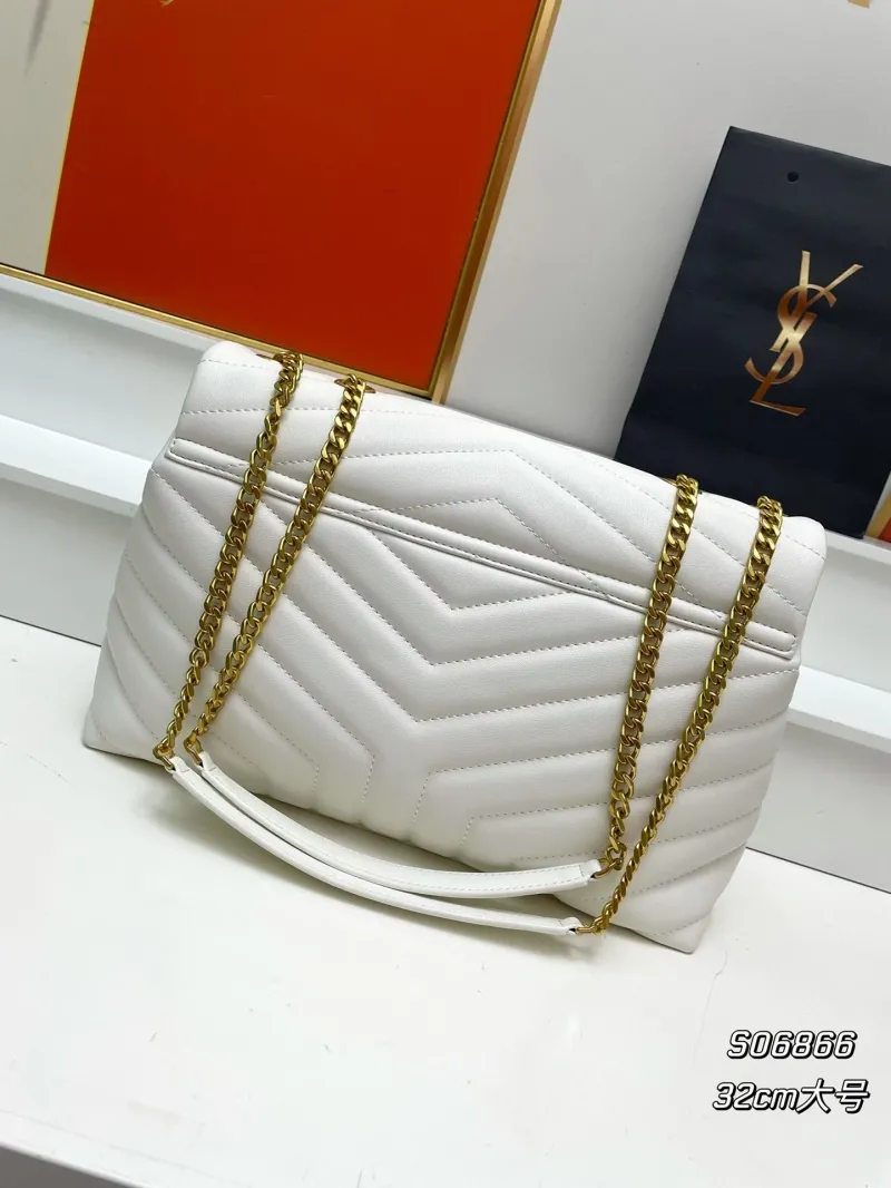 Alternative view of YSL White Large Top Handle Chain Bag S06866
