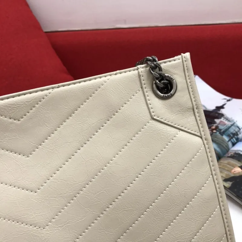 Saint Laurent Cream Top Handle Tote Bag 709 - Image 5