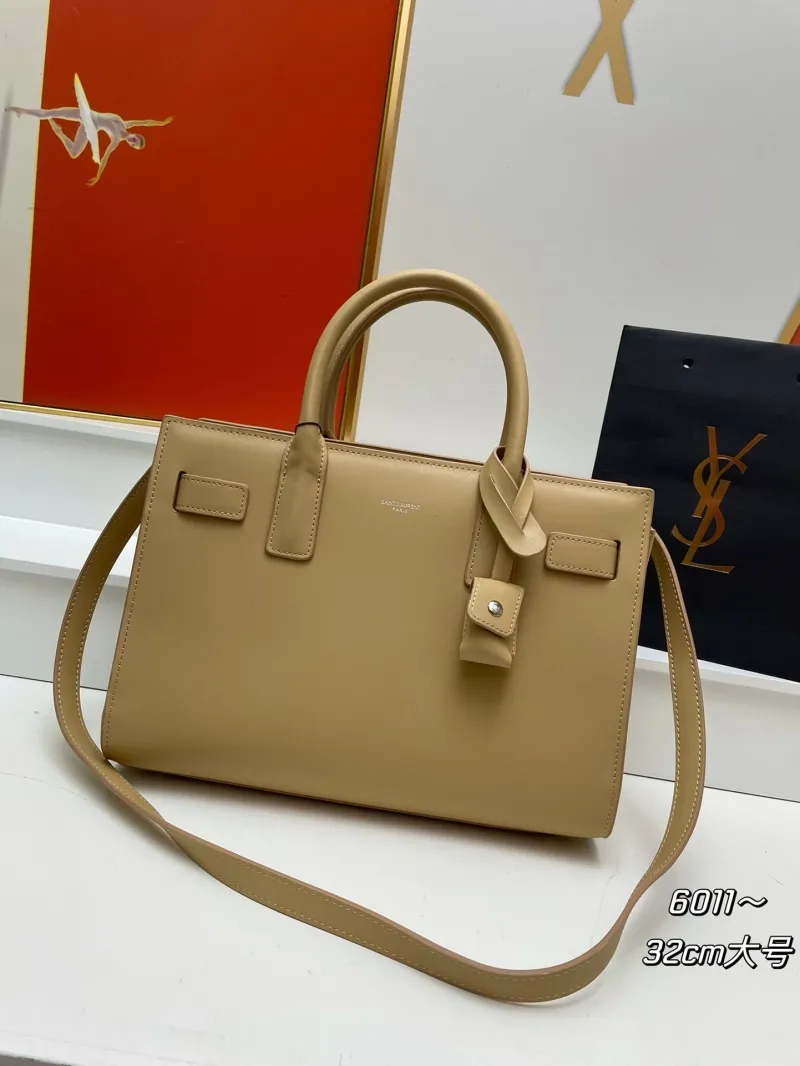 YSL 6011 Beige Large Top Handle Bag