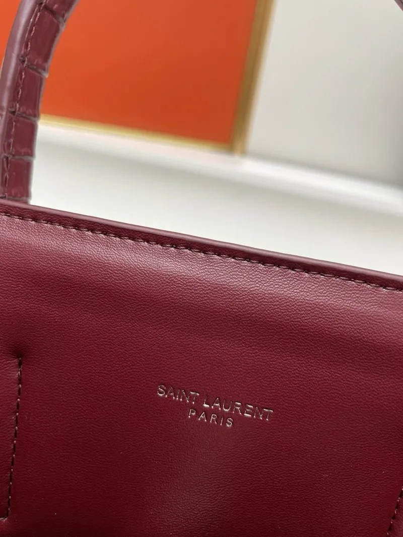 YSL Burgundy Crocodile Embossed Top Handle Bag 26cm Small - Image 8