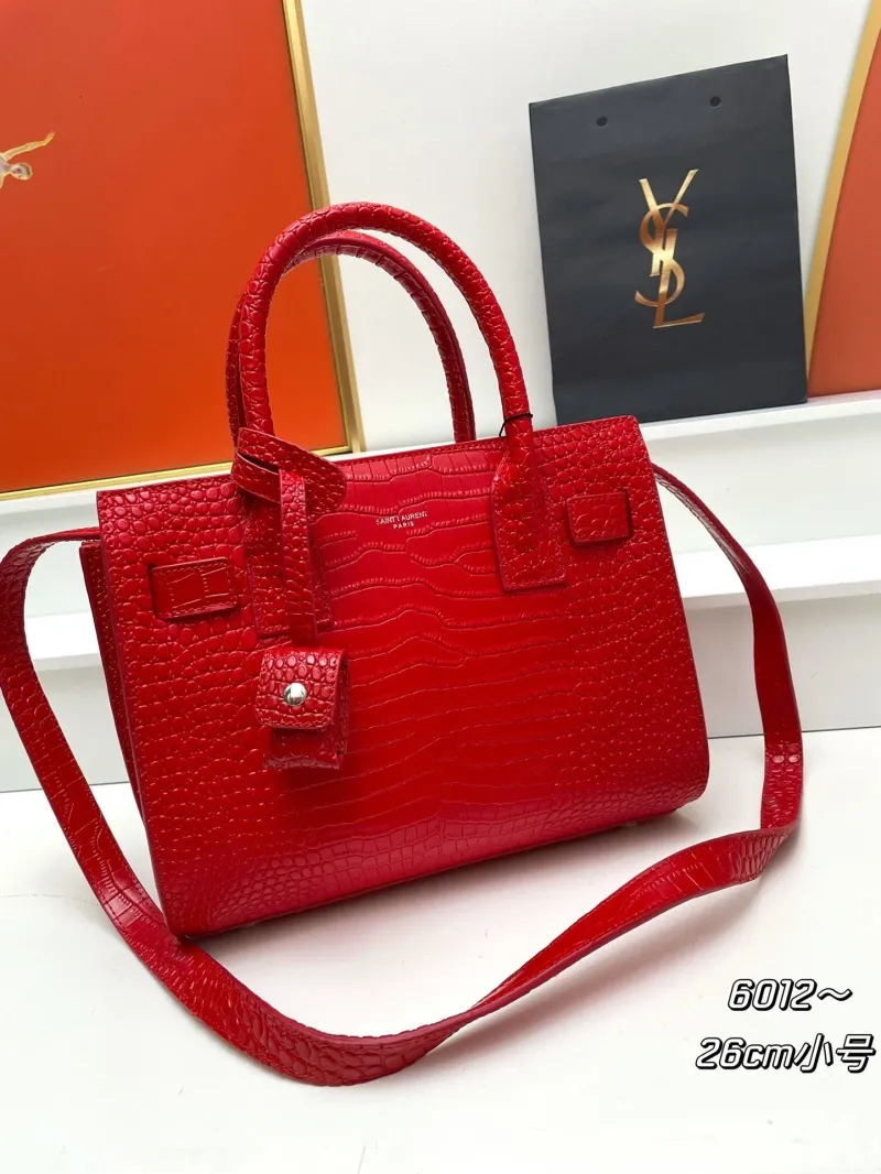 YSL Red Crocodile Small Top Handle Bag 6012 26cm - Image 3
