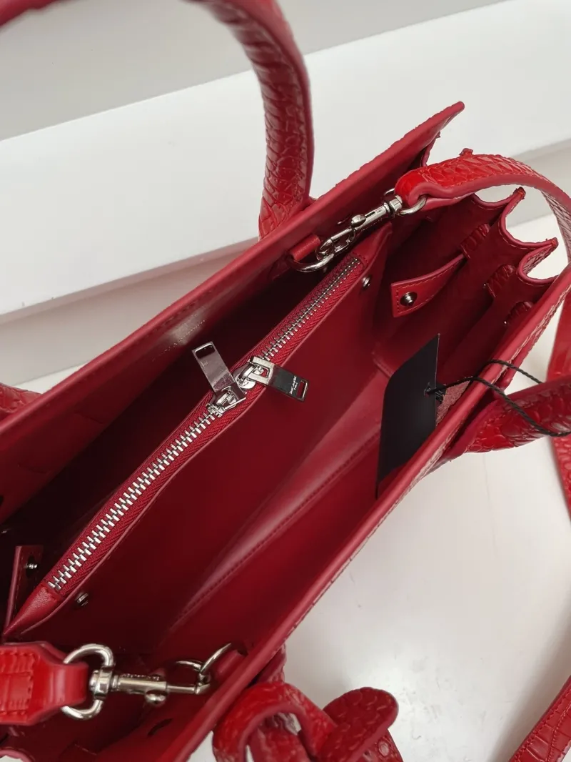 YSL Red Crocodile Small Top Handle Bag 6012 26cm - Image 6