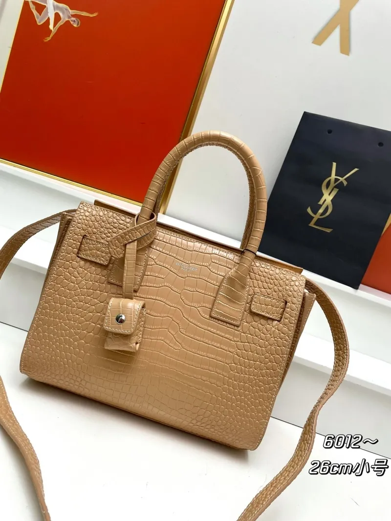 YSL Beige Crocodile Top Handle Bag 6012 Small 26cm - Image 3