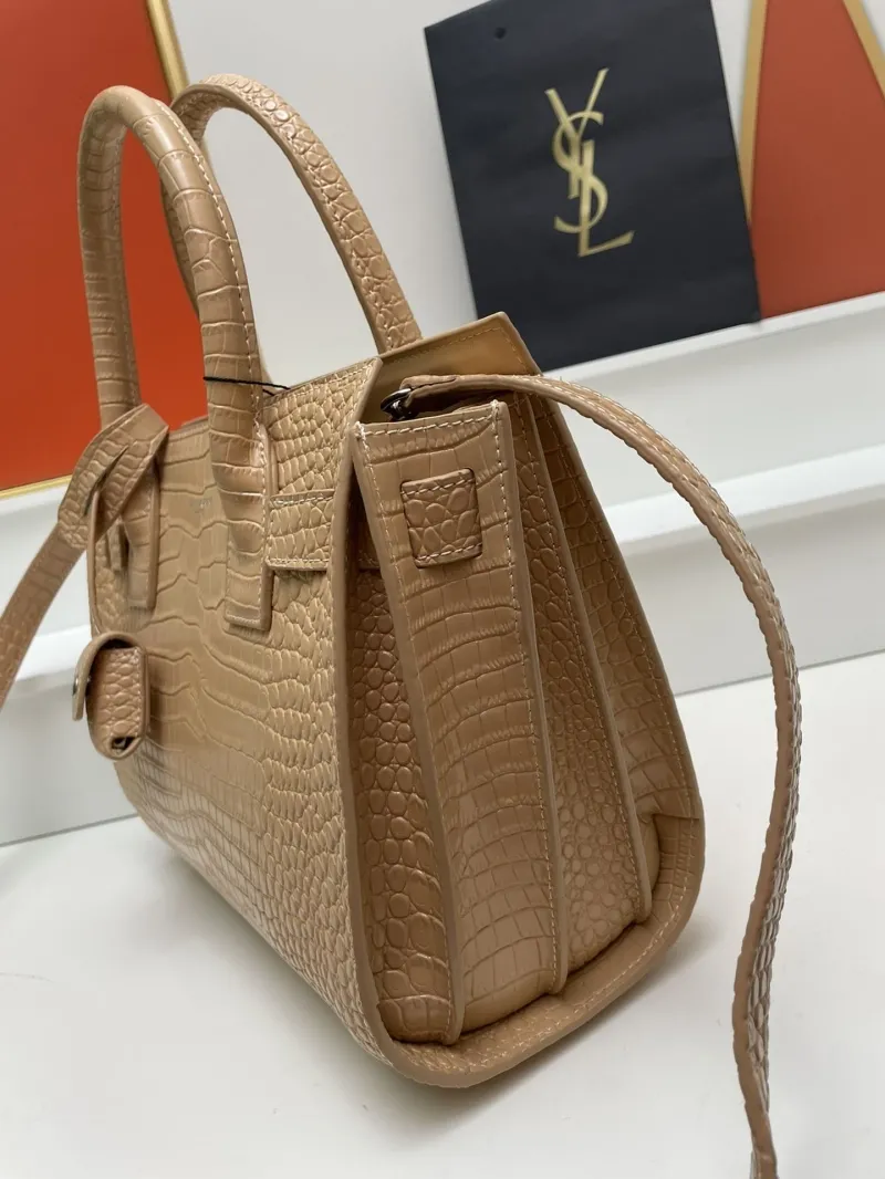 YSL Beige Crocodile Top Handle Bag 6012 Small 26cm - Image 5
