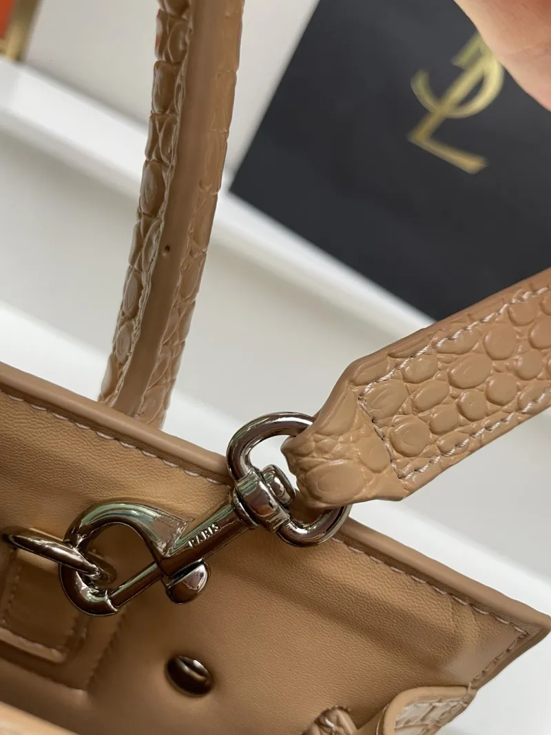 YSL Beige Crocodile Top Handle Bag 6012 Small 26cm - Image 6