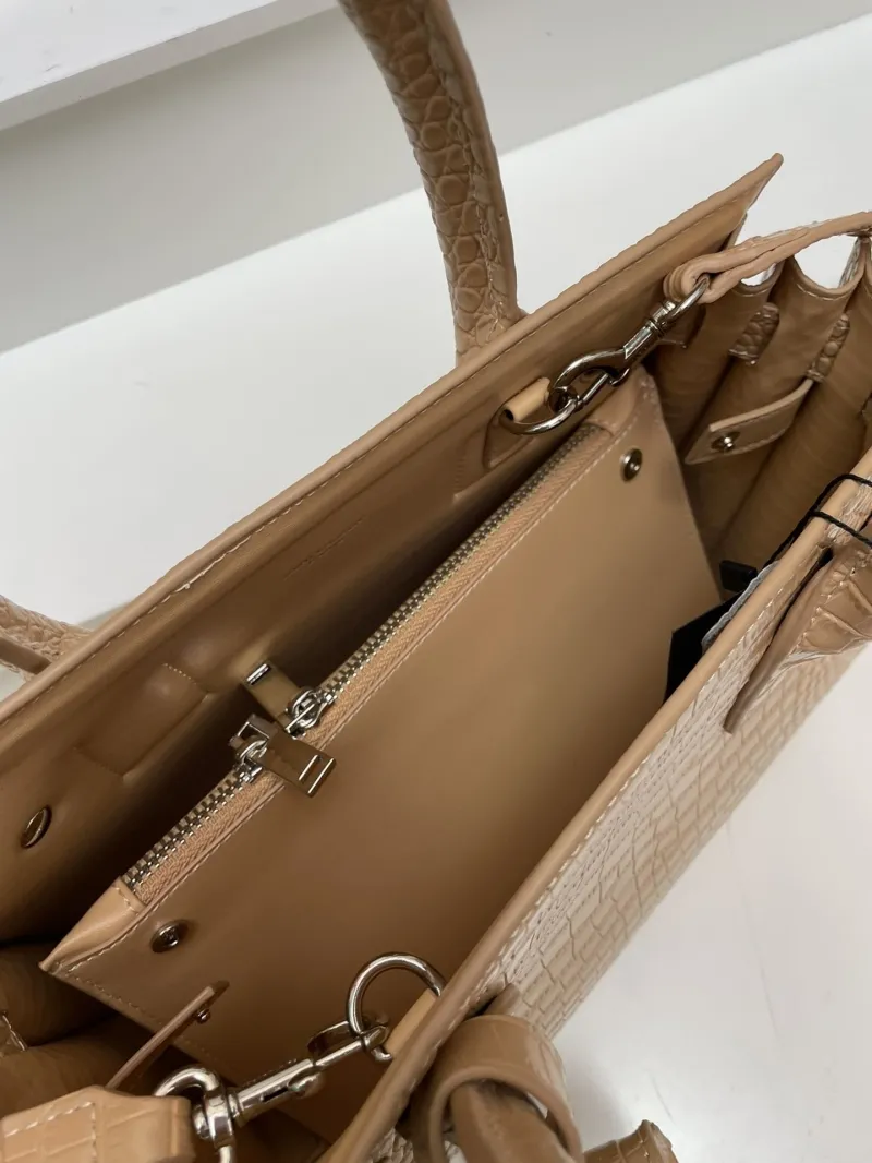 YSL Beige Crocodile Top Handle Bag 6012 Small 26cm - Image 7