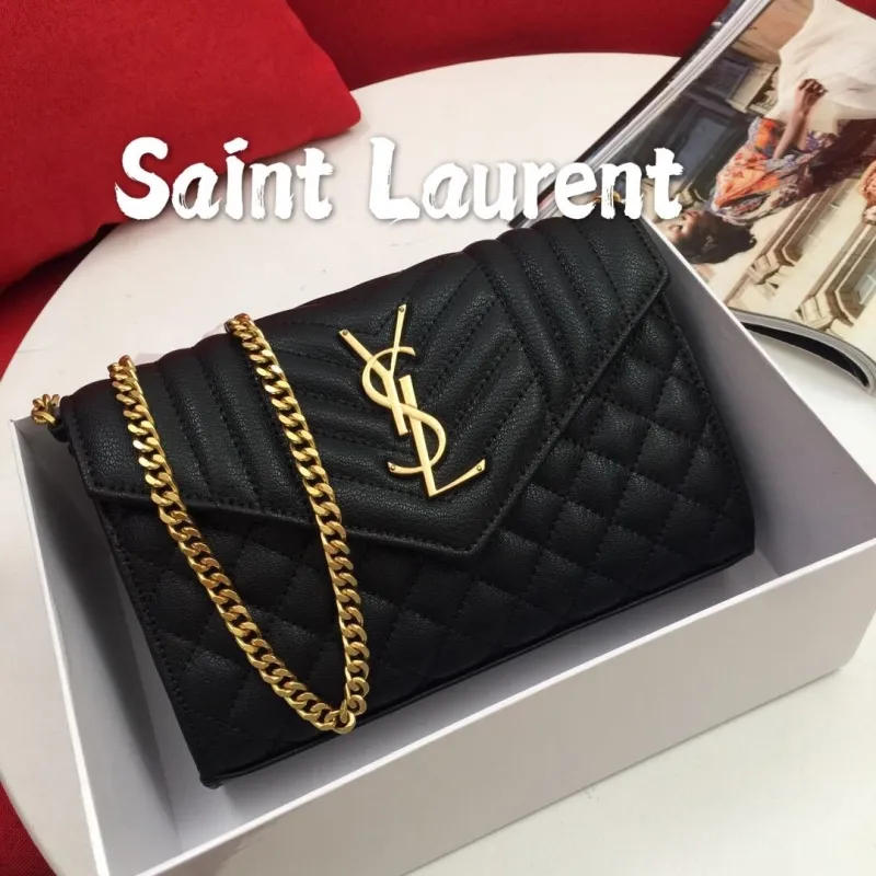 Saint Laurent Black Quilted Chain Shoulder Bag 725