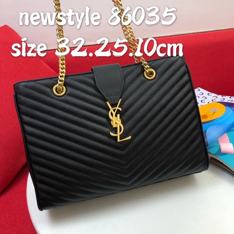 Alternative view of YSL Black Quilted Tote Bag 86035 Size 32.25.10cm
