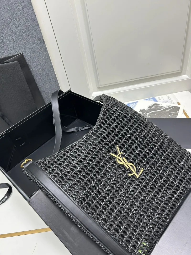 YSL Black Woven Hobo Shoulder Bag - Image 4