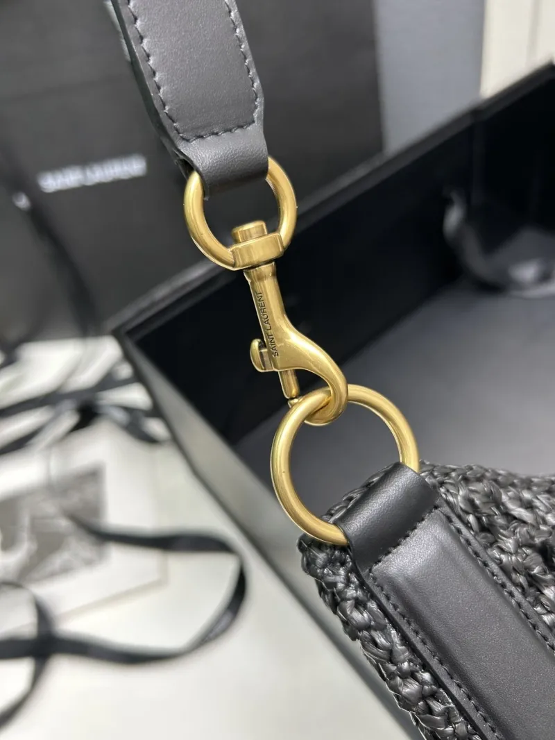 YSL Black Woven Hobo Shoulder Bag - Image 6