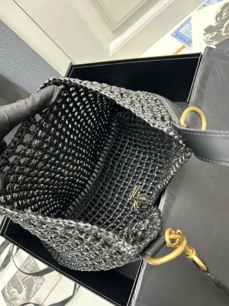 YSL Black Woven Hobo Shoulder Bag - Image 8