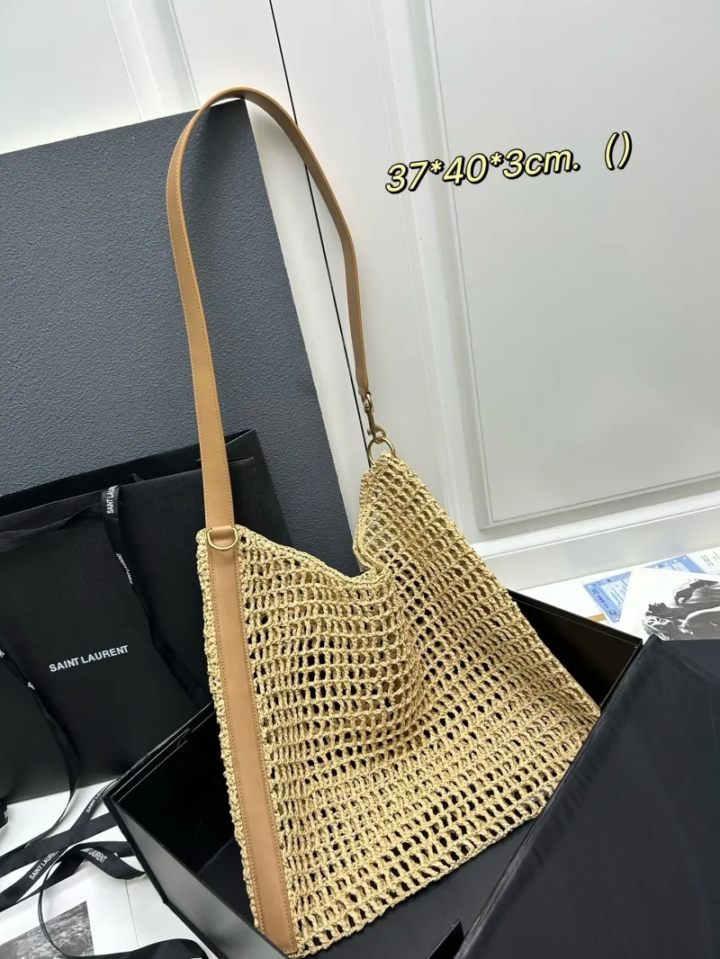 Alternative view of YSL Beige Raffia Hobo Shoulder Bag