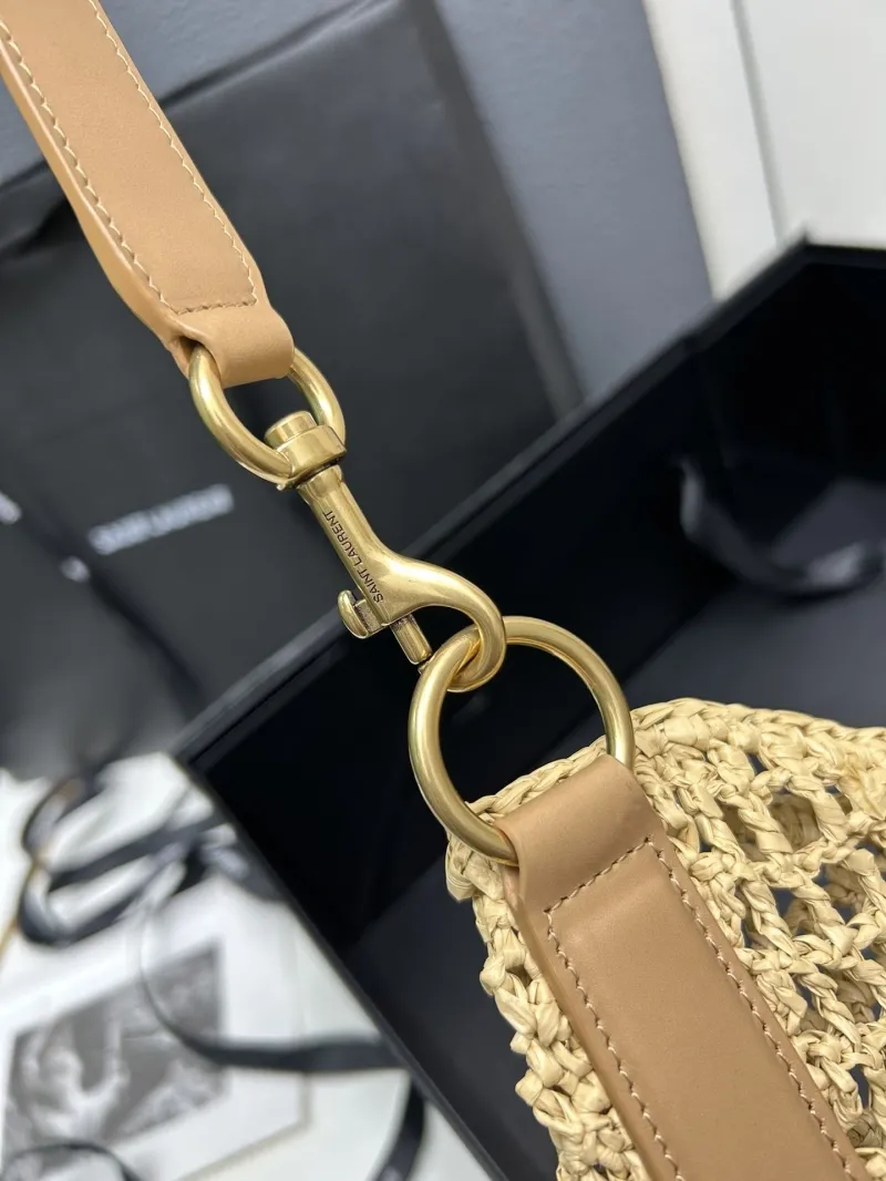 YSL Beige Raffia Hobo Shoulder Bag - Image 6