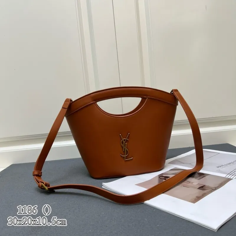 YSL Brown Top Handle Crossbody Bag 1186