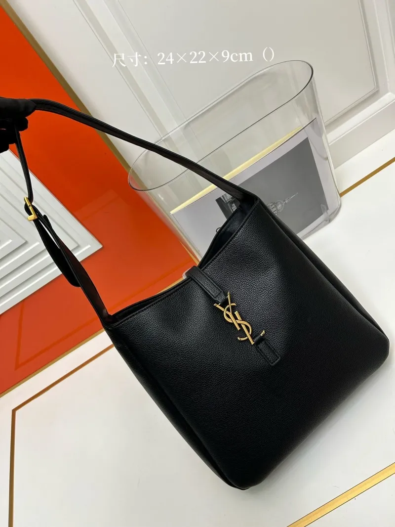 YSL Black Leather Top Handle Bag 734