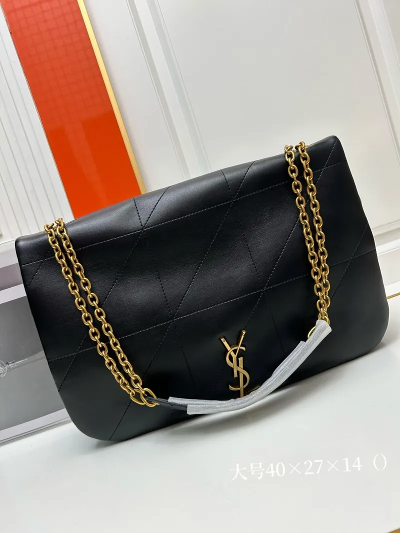 YSL Large Black Leather Top Handle Bag 737