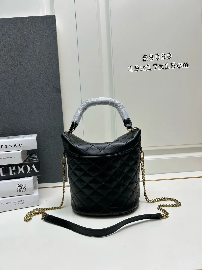 Alternative view of YSL S8099 Black Quilted Bucket Bag