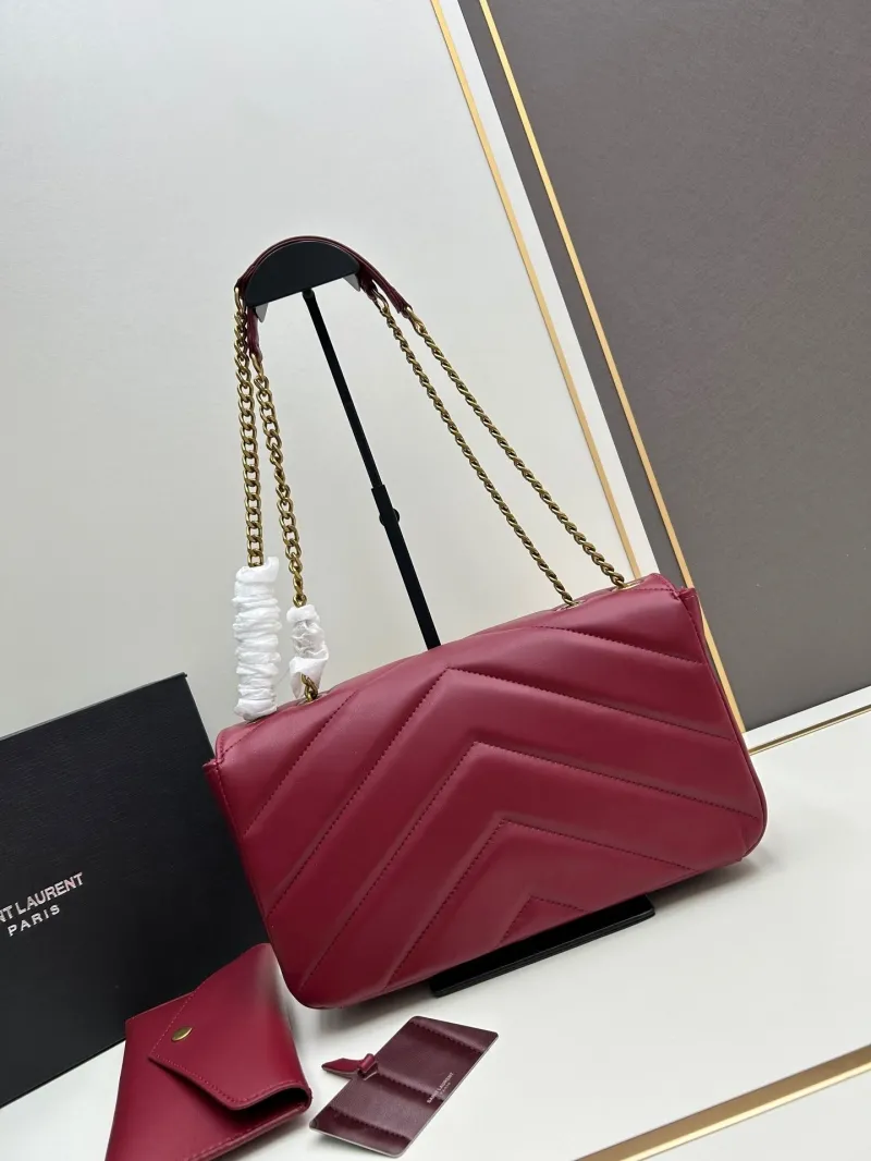 Alternative view of YSL Burgundy Quilted Chain Shoulder Bag 6146