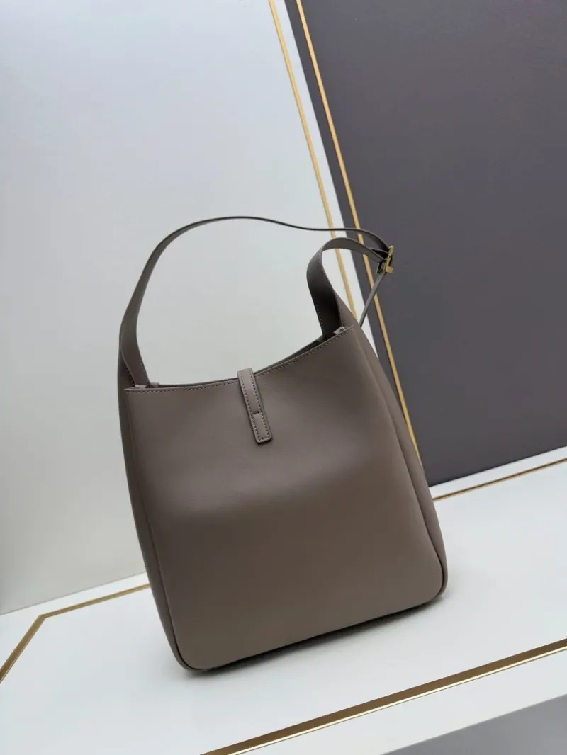 YSL Taupe Leather Hobo Shoulder Bag 750 - Image 3
