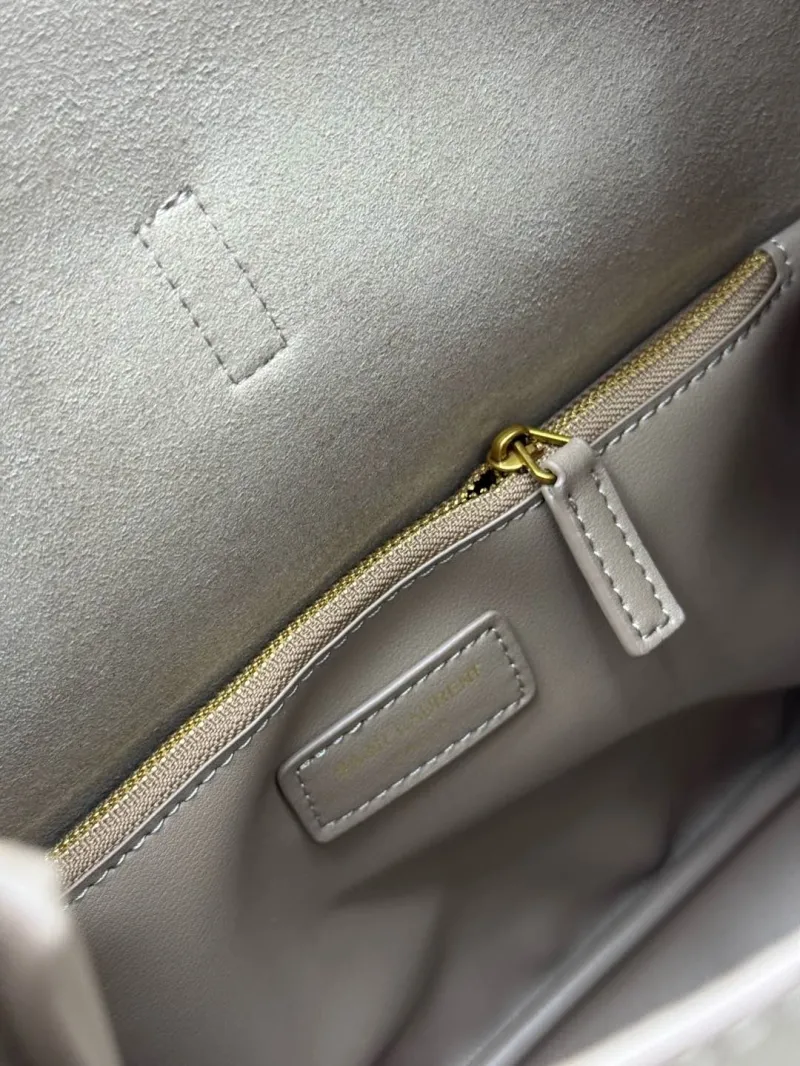 YSL Taupe Leather Hobo Shoulder Bag 750 - Image 8