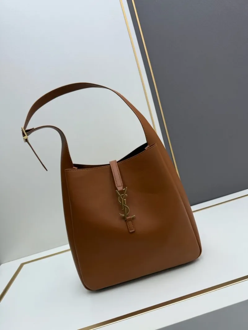 YSL Brown Leather Hobo Bag 751