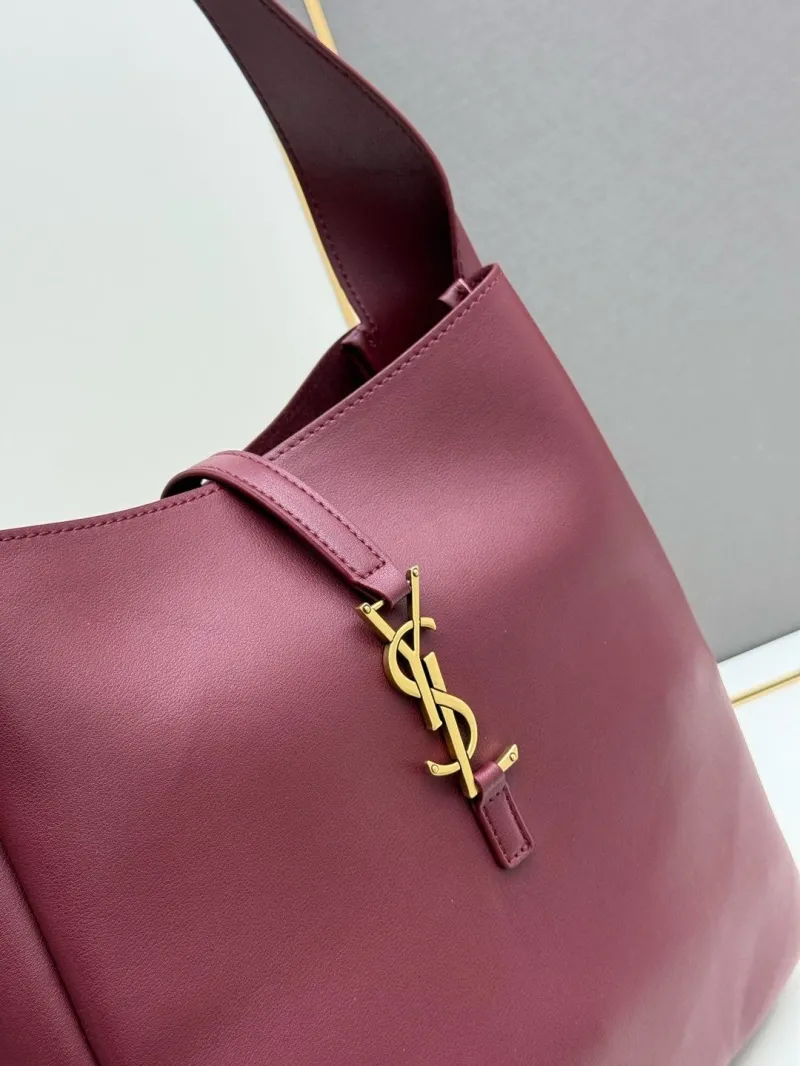 YSL Burgundy Leather Hobo Shoulder Bag 752 - Image 4
