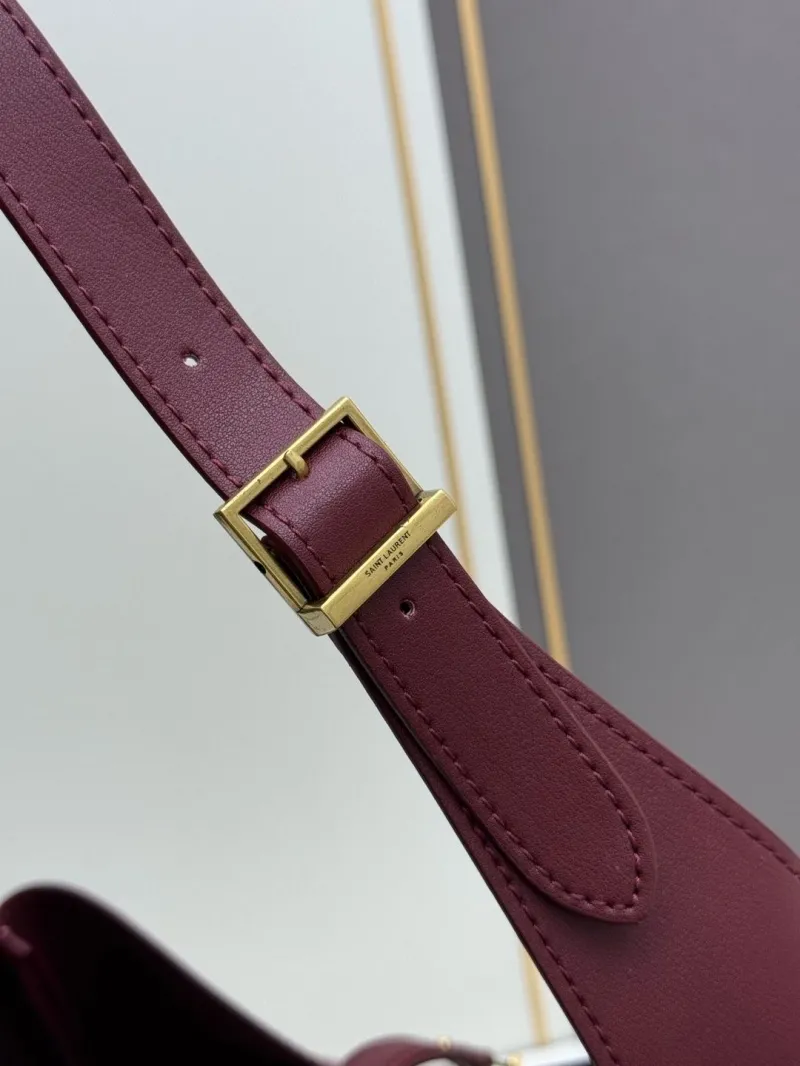 YSL Burgundy Leather Hobo Shoulder Bag 752 - Image 5