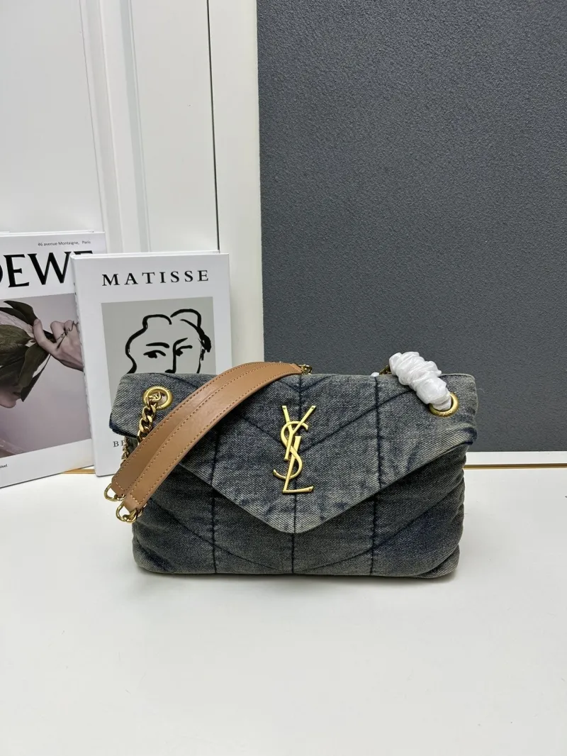 YSL Washed Denim Top Handle Shoulder Bag S03020 - Image 3