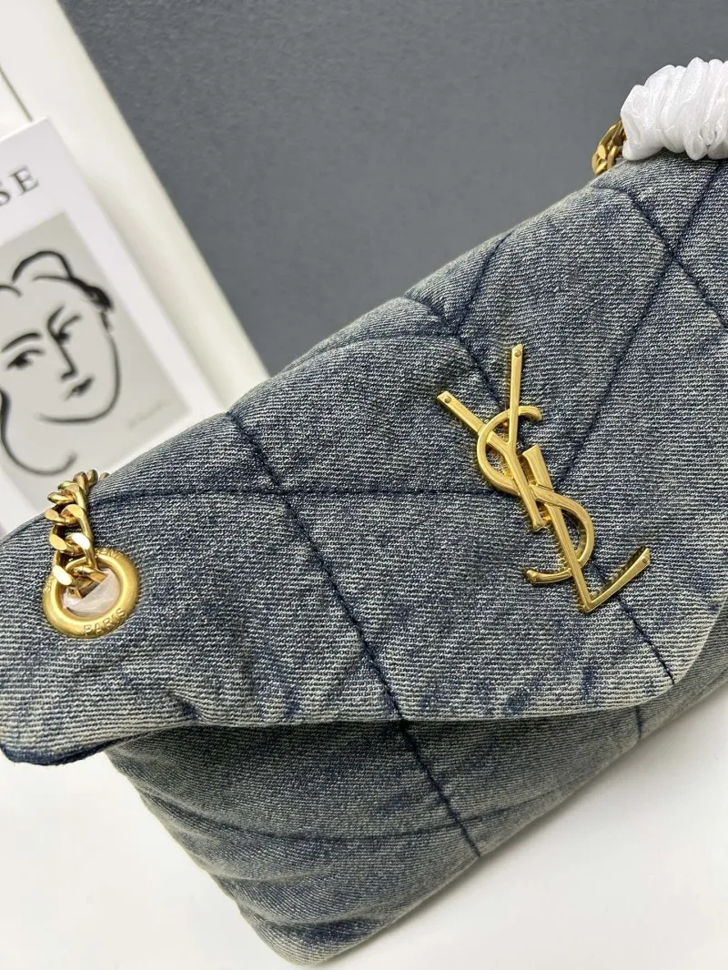 YSL Washed Denim Top Handle Shoulder Bag S03020 - Image 5