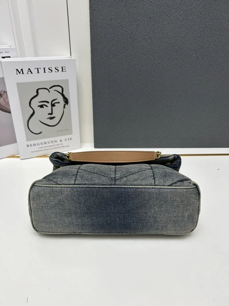 YSL Washed Denim Top Handle Shoulder Bag S03020 - Image 6