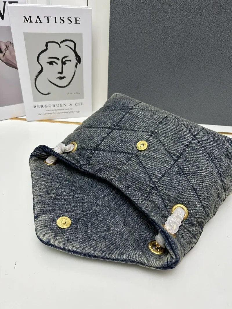 YSL Washed Denim Top Handle Shoulder Bag S03020 - Image 7