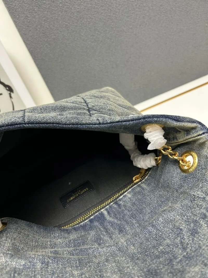 YSL Washed Denim Top Handle Shoulder Bag S03020 - Image 8