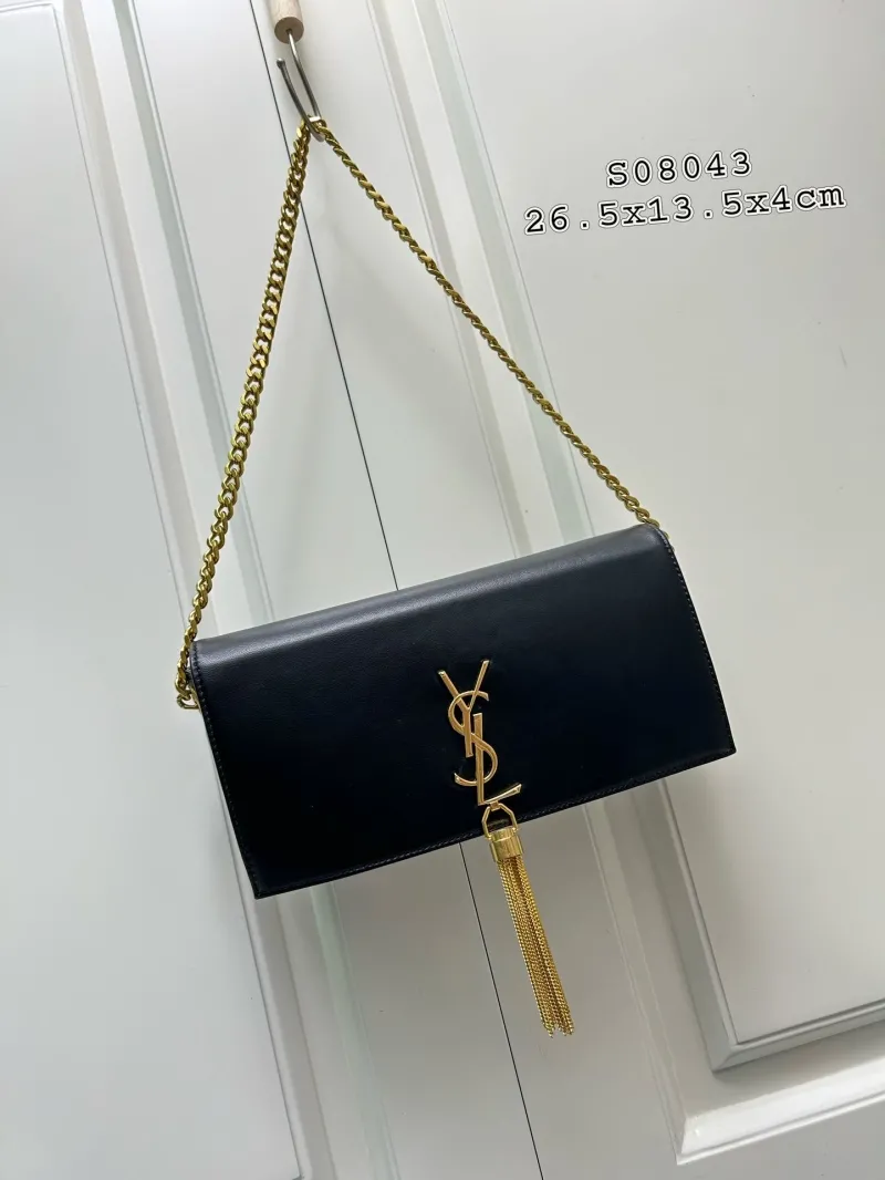 YSL Black Leather Shoulder Bag S08043