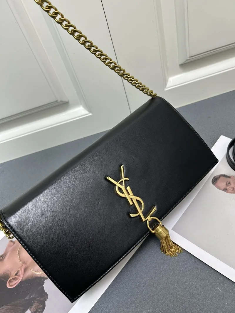 YSL Black Leather Shoulder Bag S08043 - Image 4