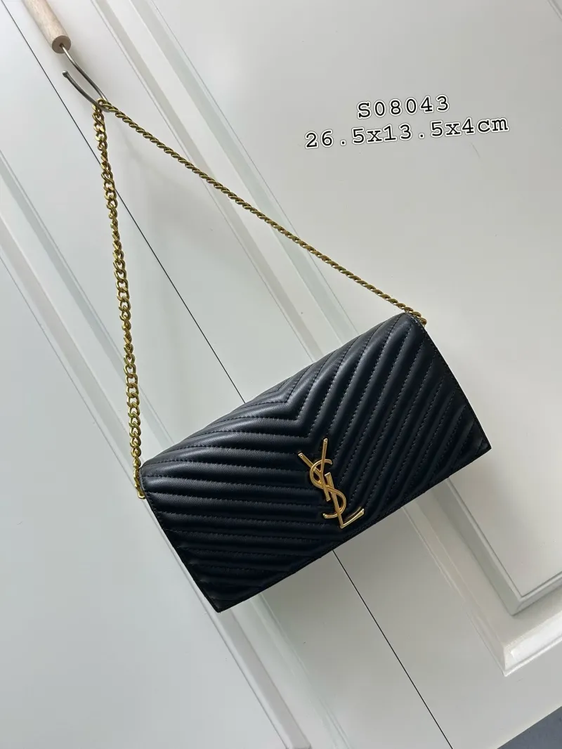 YSL Black Quilted Chain Shoulder Bag S08043