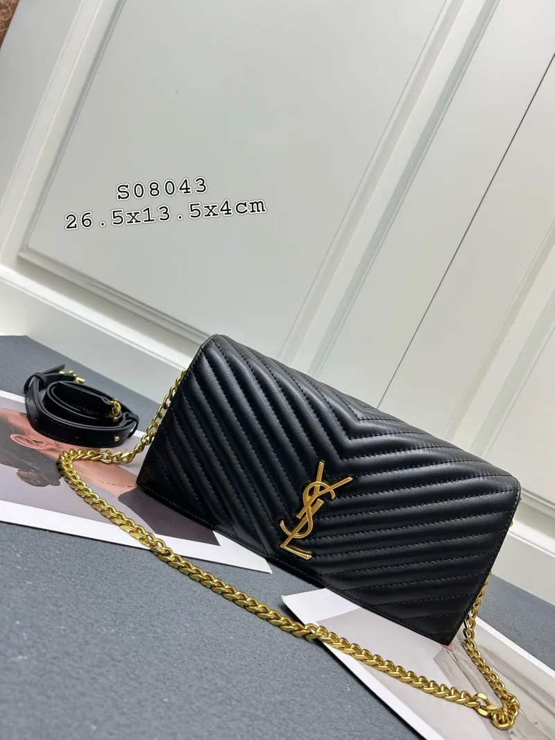 Alternative view of YSL Black Quilted Chain Shoulder Bag S08043