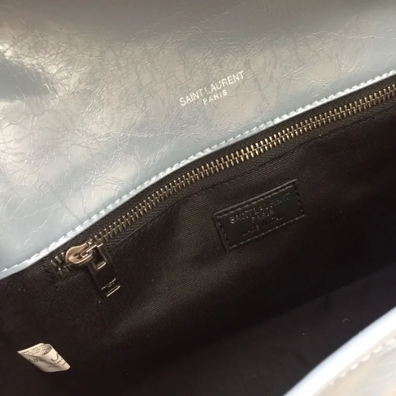 YSL Light Blue Quilted Chain Shoulder Bag 22cm 28cm - Image 9