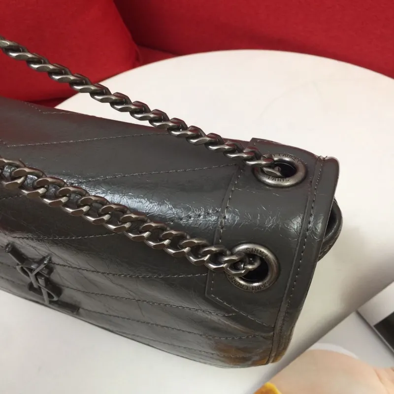YSL Dark Grey Chain Shoulder Bag 1001# 22cm - Image 5