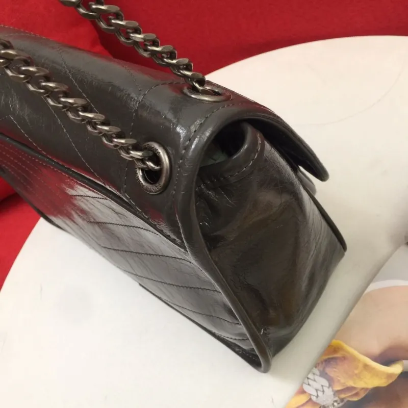 YSL Dark Grey Chain Shoulder Bag 1001# 22cm - Image 6