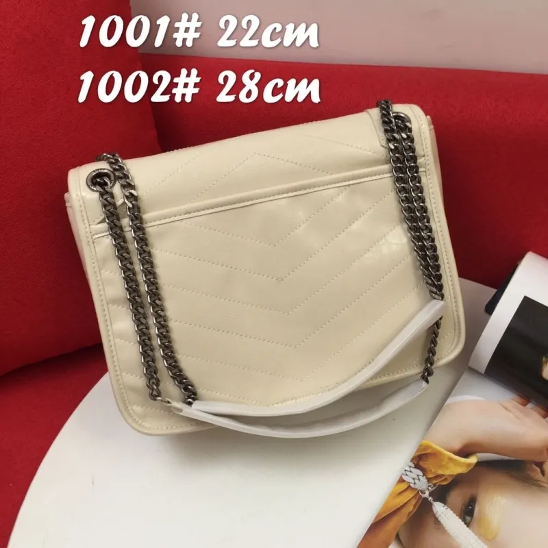YSL Cream Quilted Chain Shoulder Bag 22cm 28cm - Image 3