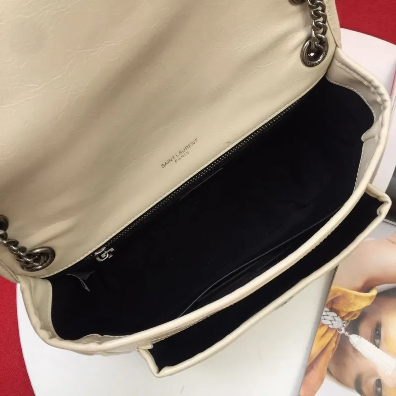 YSL Cream Quilted Chain Shoulder Bag 22cm 28cm - Image 8