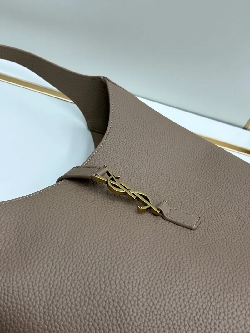 YSL Taupe Leather Hobo Bucket Bag 776 - Image 5