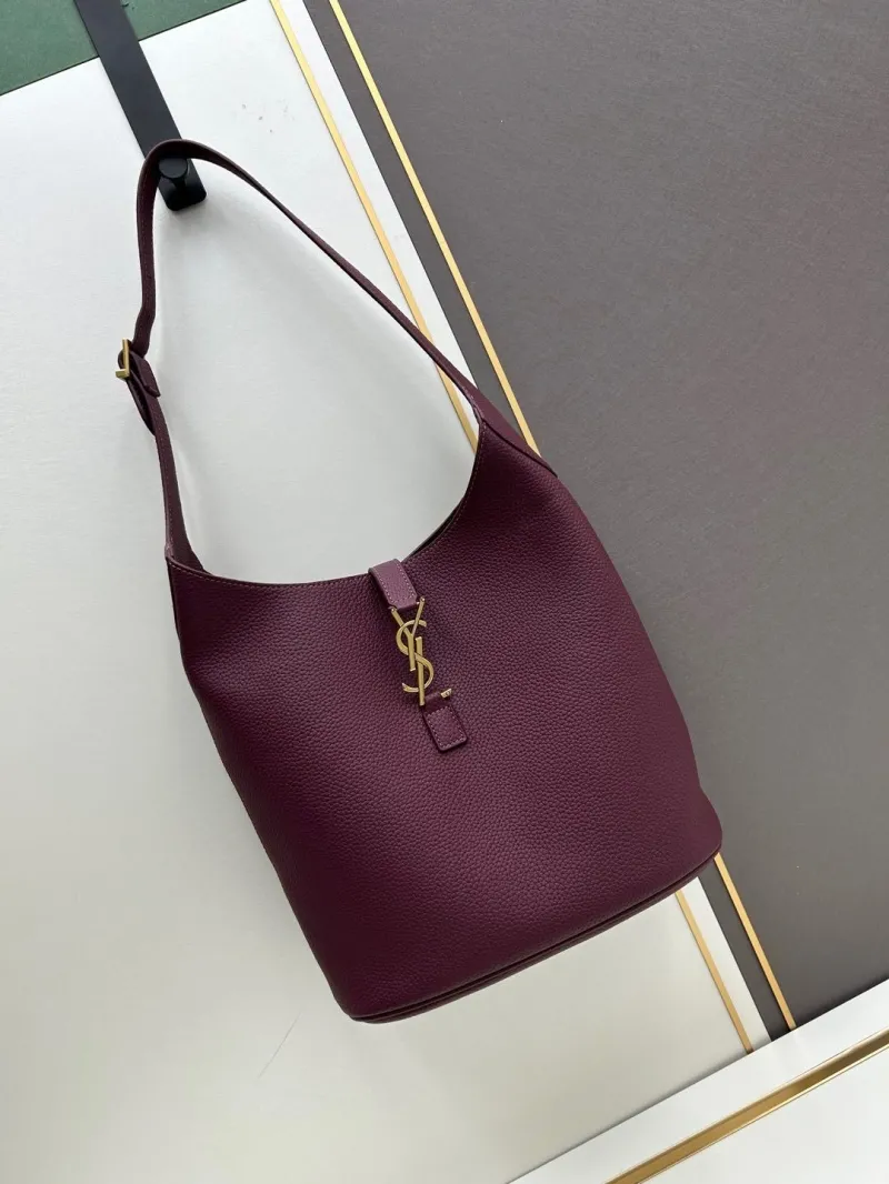 YSL Burgundy Leather Hobo Bag 777