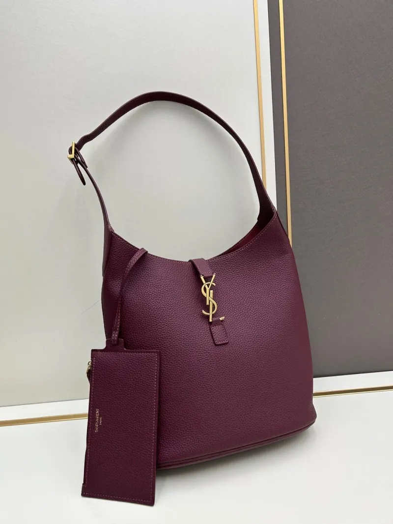 YSL Burgundy Leather Hobo Bag 777 - Image 3