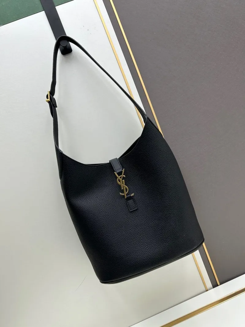 YSL Black Leather Hobo Bag 778