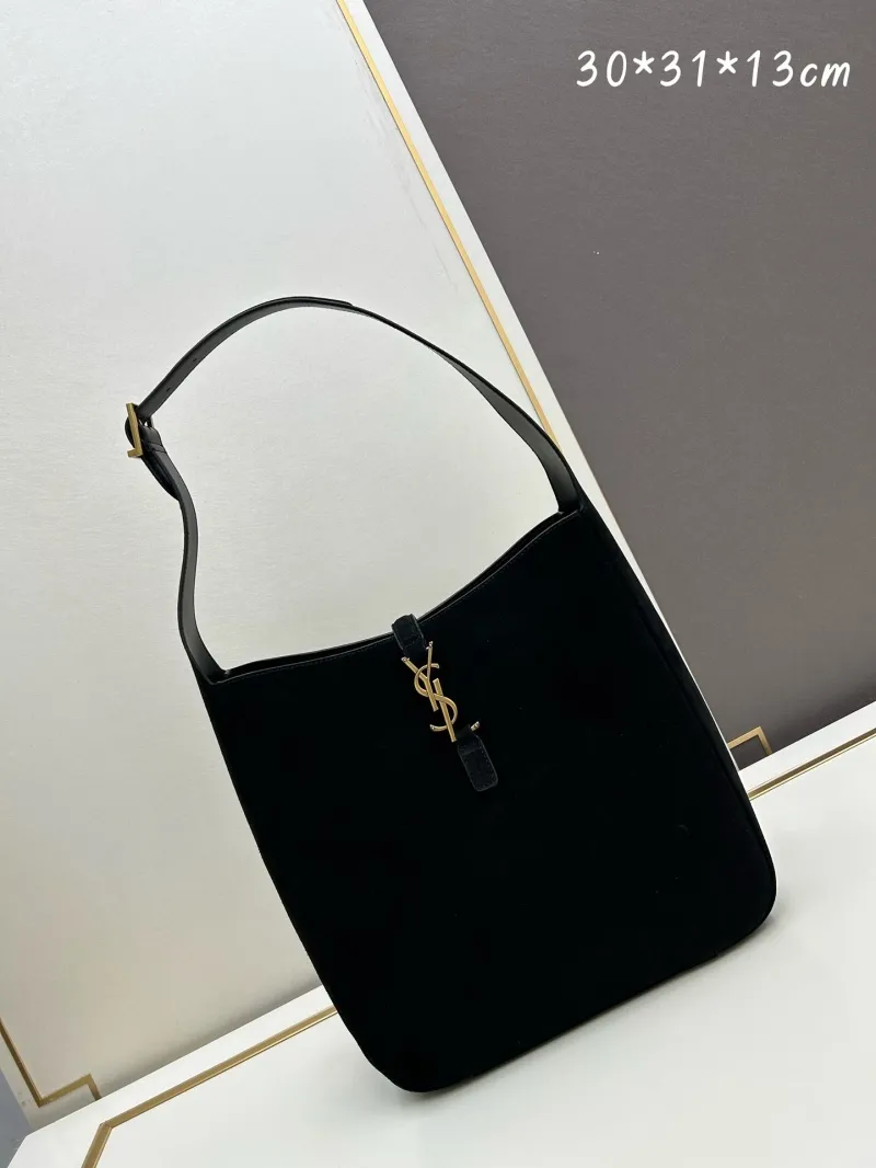 YSL Black Suede Top Handle Bag 784