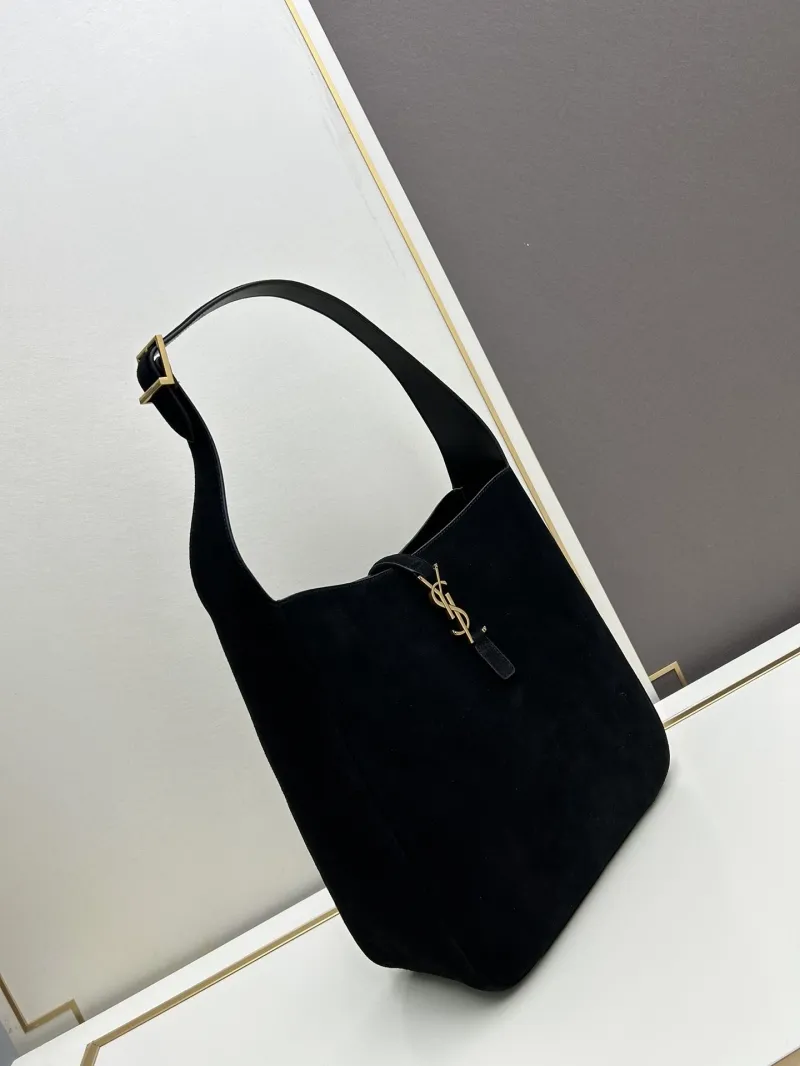 Alternative view of YSL Black Suede Top Handle Bag 784