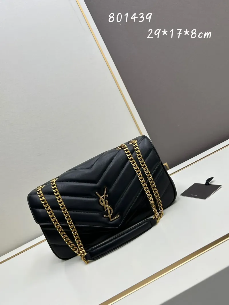 YSL Black Leather Chain Shoulder Bag 801439