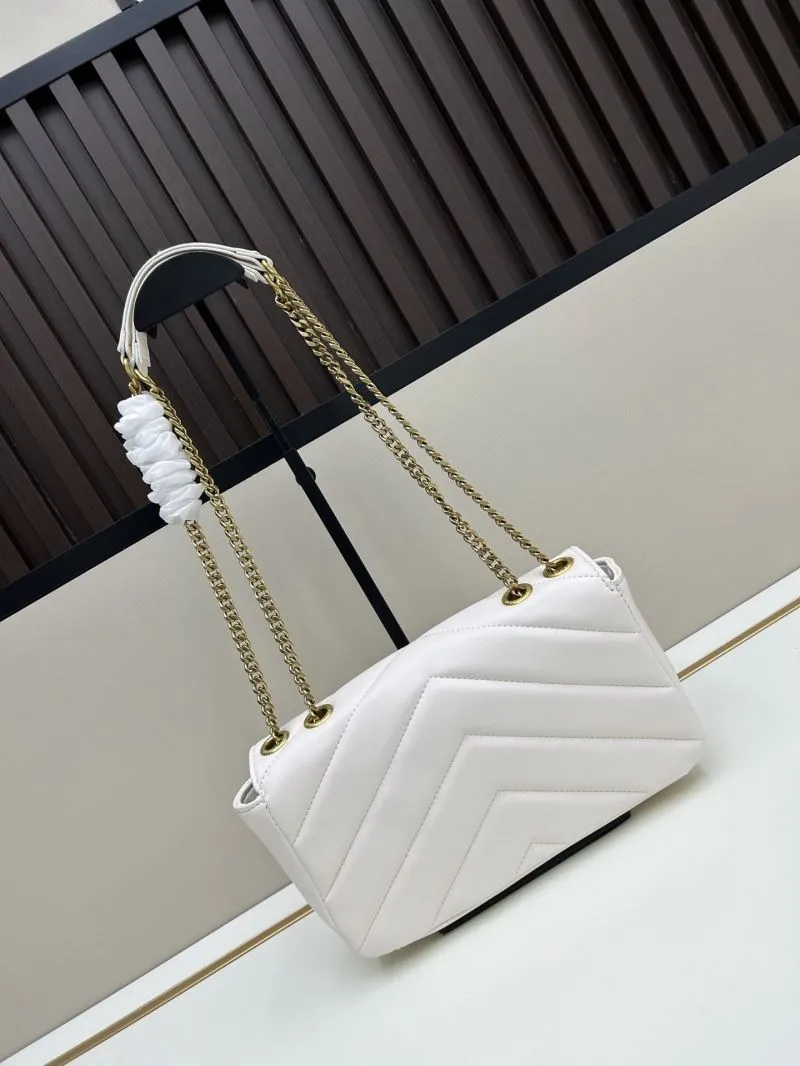Alternative view of YSL White Top Handle Chain Bag Model 6146