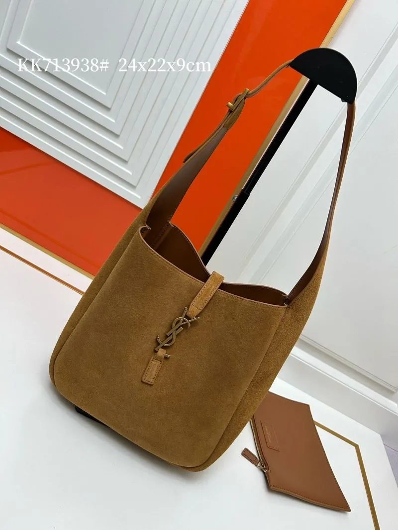 YSL Brown Suede Top Handle Bag KK713938